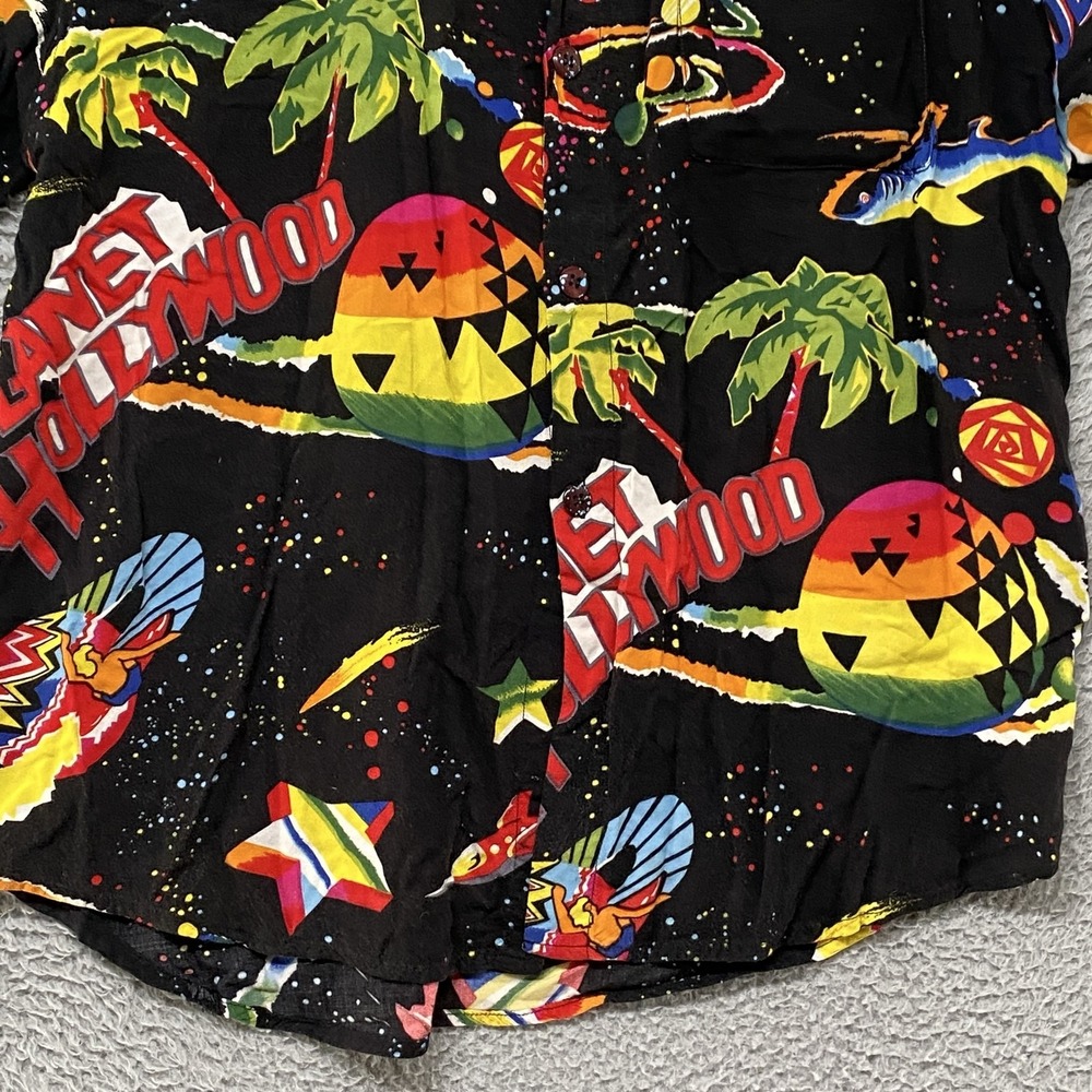 Vintage Planet Hollywood Shirt Mens XL Space Hawaiian Print Rayon Button Up 90s - Picture 3 of 14